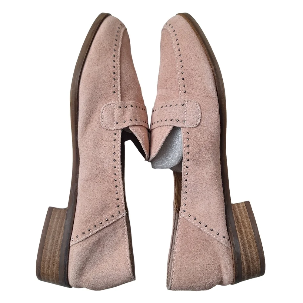 Lucky Brand Sz 10W Crestan Pink Soft Studded Slip-On Suede Loafer Flats Shoes‎